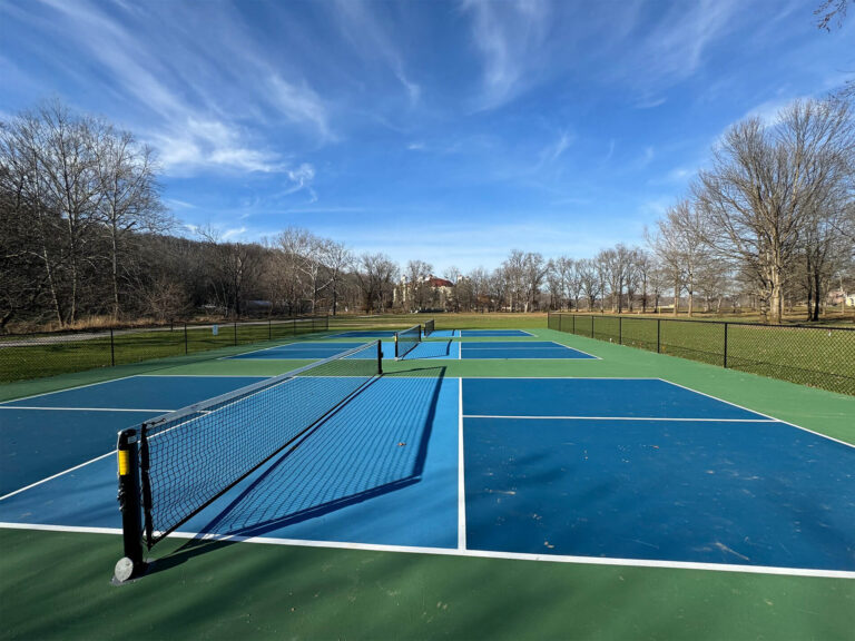 A trio of pickleball courts