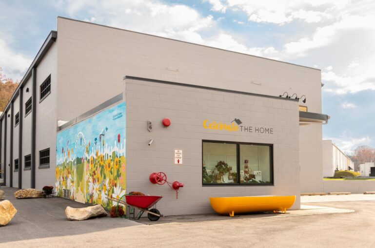 Floral mural outside of Celebrate The Home