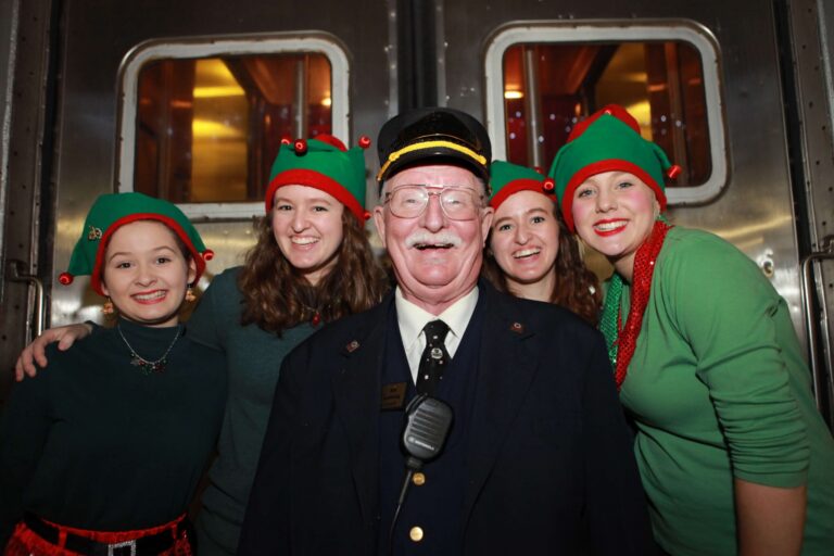 Conductor and elves on a train