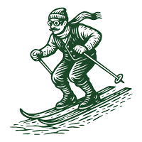 Sketch of a man down hill skiing