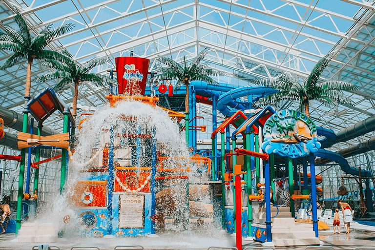 Splash area at the indoor water park
