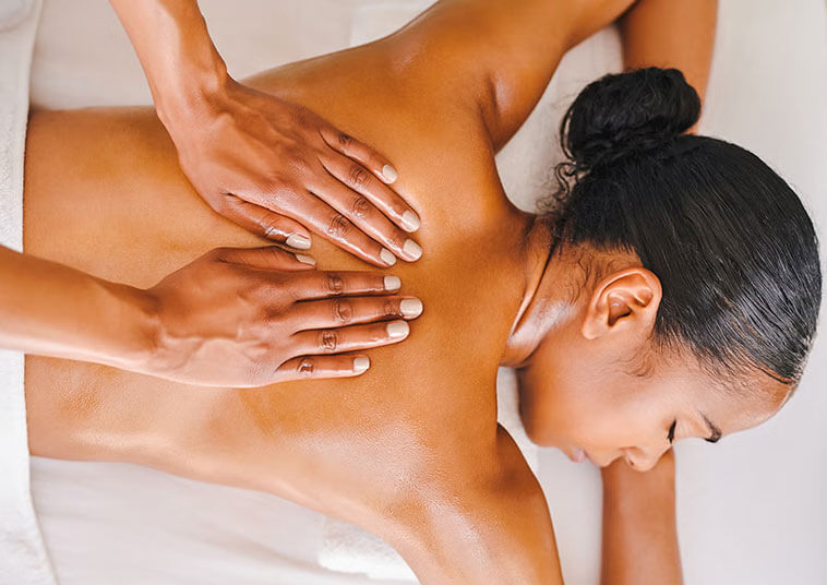 Woman receiving a back massage