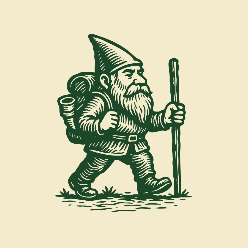 Gnome with a walking stick