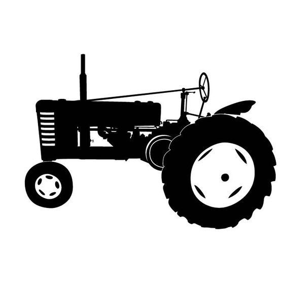 Antique tractor in black and white
